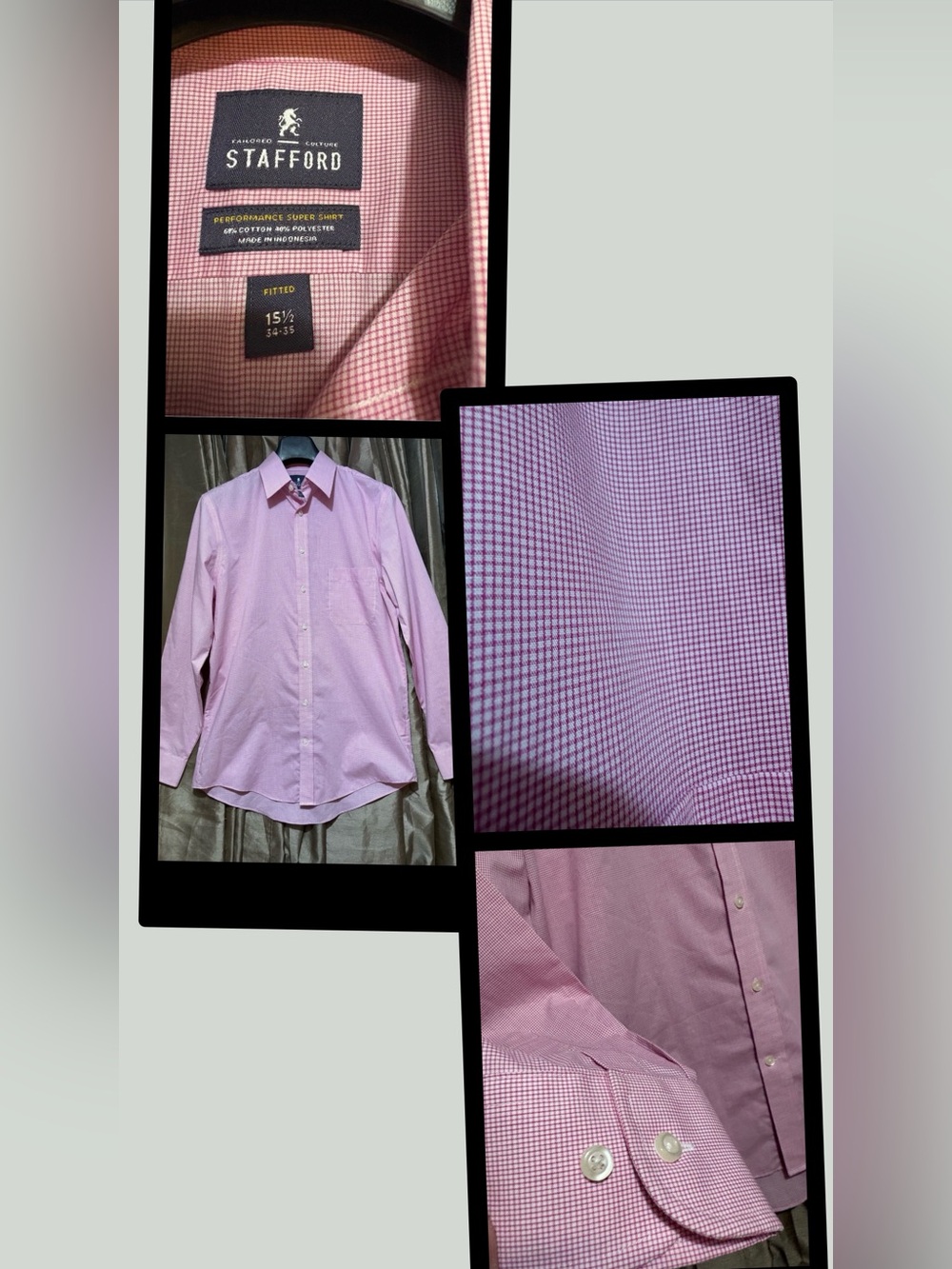 Stafford Men’s Red & White Button-Down Dress Shirt 1794